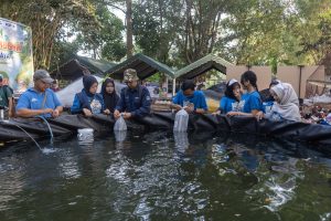 Kolam budidaya ikan lokal dalam program PETRO TIRTA di bantaran Kali Surabaya